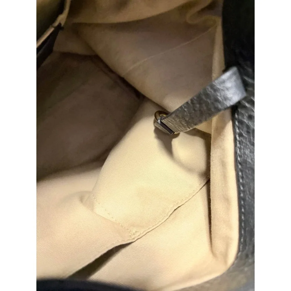 J.Crew Italian Leather Black Pebbled Hobo ShoulderBag SlouchyTote Brass Hardwear